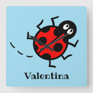 Horloge Carrée Motif de coccinelle personnalisé
