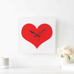 Horloge Carrée Motif de coeur Rouge blanc mignon cadeau Saint Val