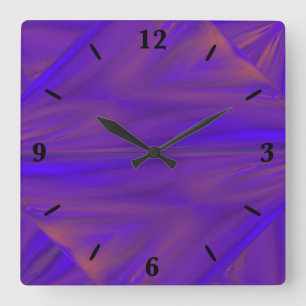 Horloge Carrée Motif De Conception Abstraite Bleu Orange Et Viole
