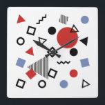 Horloge Carrée Motif de design Retro Memphis<br><div class="desc">Motif géométrique inspiré du style Memphis.</div>