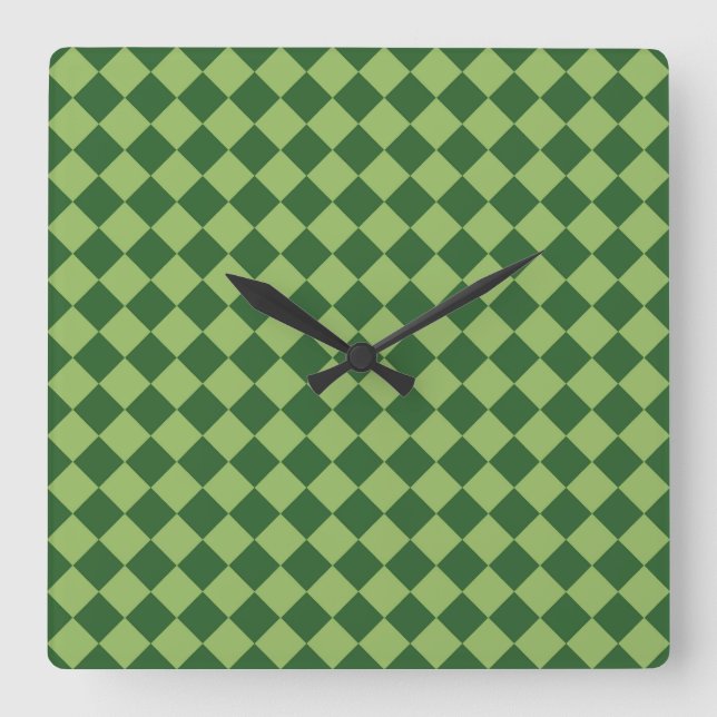 Horloge Carrée Motif de diamants Green Checker (Recto)