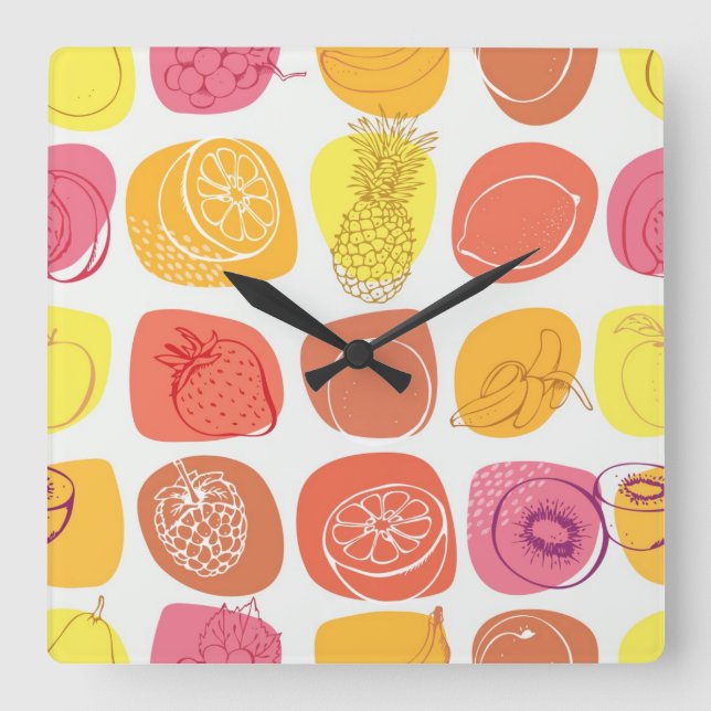Horloge Carrée Motif de fruit (Recto)