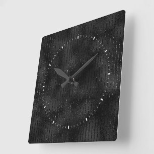 Horloge Carrée Motif de luxe en faux parties scintillant noir
