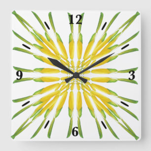 Horloge Carrée Motif de peinture à l'aquarelle de citron