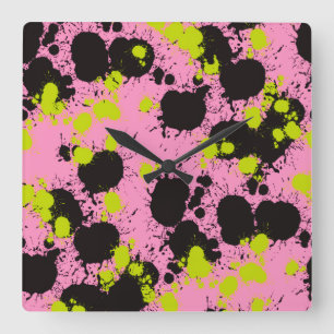 Horloge Carrée Motif de peinture Abstrait