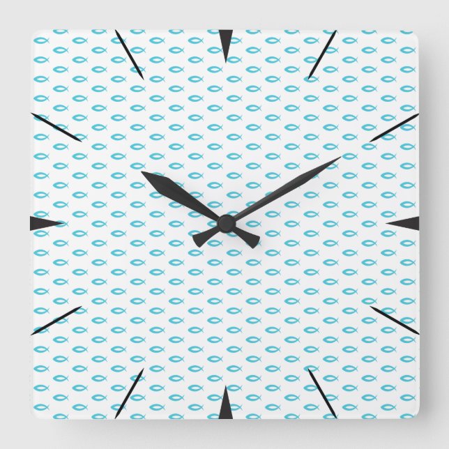 Horloge Carrée Motif de poisson Jésus (Recto)