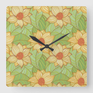 Horloge Carrée Motif de Retro Magnolia