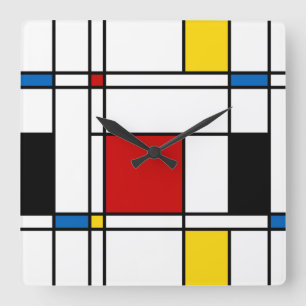 Horloge Carrée Motif de Stijl