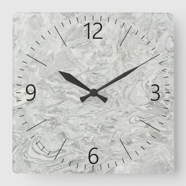 Horloge Carrée Motif de surface en marbre gris (Recto)