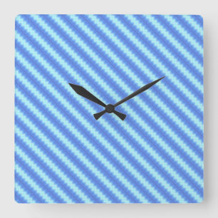 Horloge Carrée Motif de texture de la bande de tricot bleu Aqua