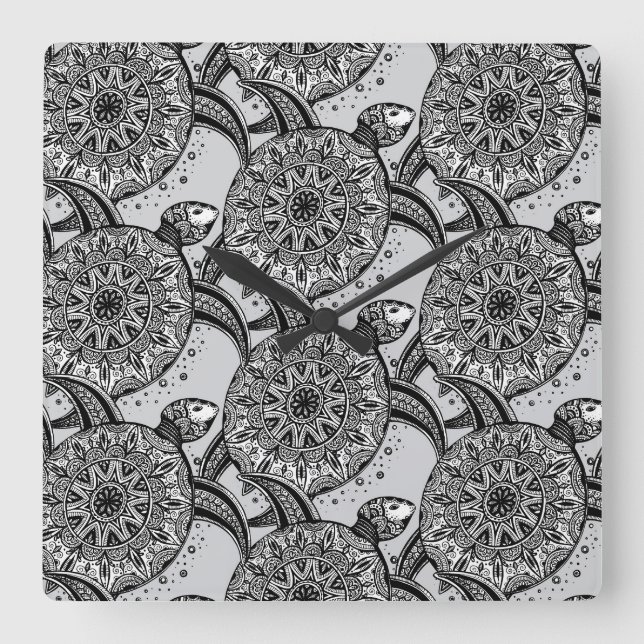 Horloge Carrée Motif de tortue de style (Recto)