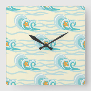 Horloge Carrée Motif de vagues mou