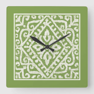 Horloge Carrée Motif de vert d'Amadora