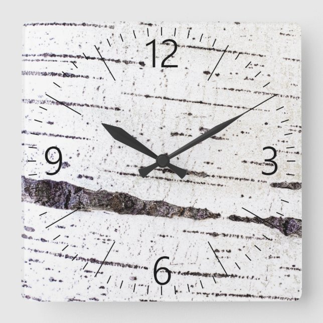 Horloge Carrée motif d'écorce (Recto)