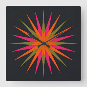 Horloge Carrée Motif d'explosion d'étoile atomique gras