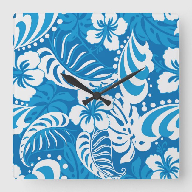 Horloge Carrée Motif d'Hibiscus tropical (Recto)