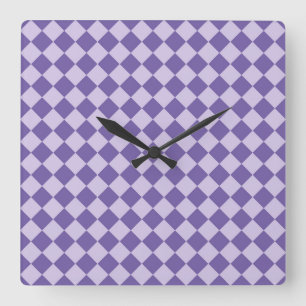 Horloge Carrée Motif diamant à carreaux violets