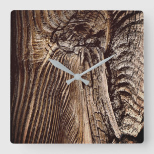 Horloge Carrée Motif du grain de bois