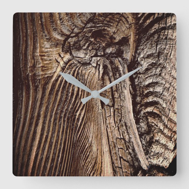 Horloge Carrée Motif du grain de bois (Recto)