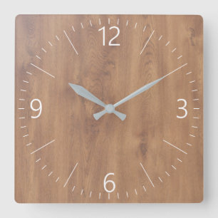 Horloge Carrée Motif en bois foncé