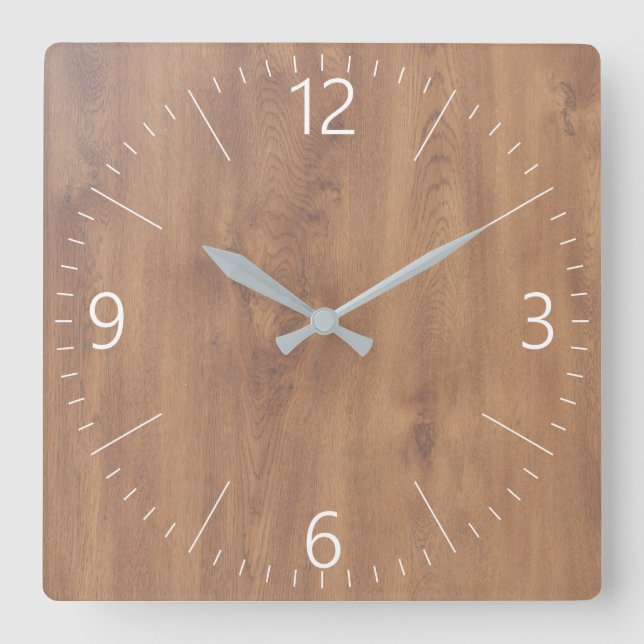 Horloge Carrée Motif en bois foncé (Recto)