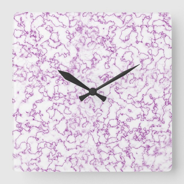 Horloge Carrée Motif en marbre violet (Recto)