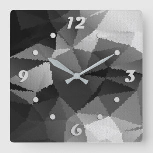 Horloge Carrée Motif en mosaïque noire et blanche