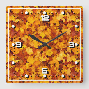 Horloge Carrée Motif feuille d'érable-25877