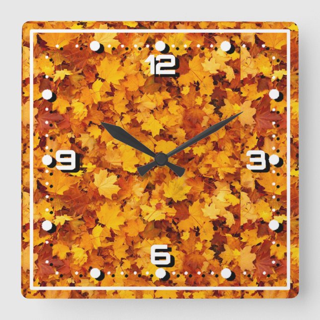 Horloge Carrée Motif feuille d'érable-25877 (Recto)