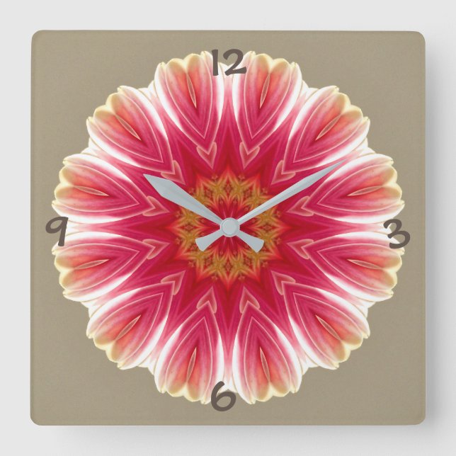 Horloge Carrée Motif floral (Recto)