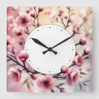 Horloge Carrée motif floral