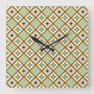 Horloge Carrée Motif géométrique abstrait avec des formes de diam