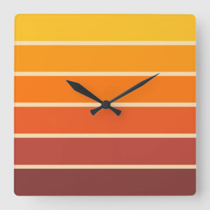 Horloge Carrée Motif géométrique de style rétro vintage des année