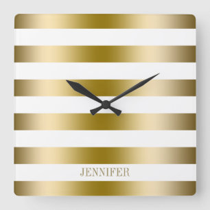 Horloge Carrée Motif géométrique des bandes d'or