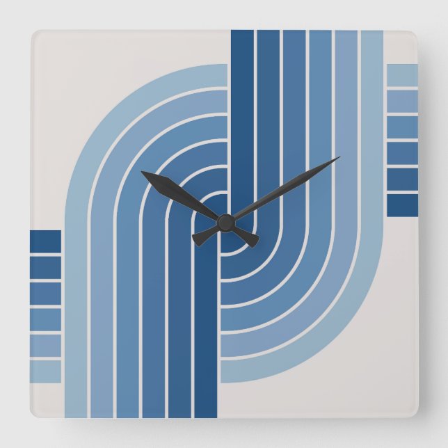 Horloge Carrée motif géométrique les années 70 style Vintage rétr (Recto)