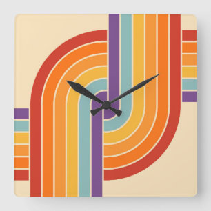 Horloge Carrée motif géométrique les années 70 style Vintage rétr
