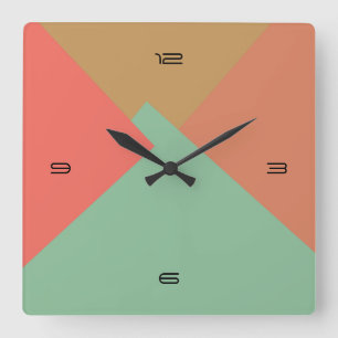 Horloge Carrée Motif géométrique moderne #8 de rétro couleur