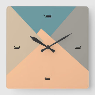 Horloge Carrée Motif géométrique moderne couleur rétro