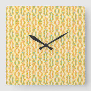 Horloge Carrée Motif géométrique vibrant avec des formes hexagona