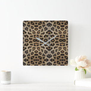 Horloge Carrée Motif imprimé animal de fourrure de léopard modern