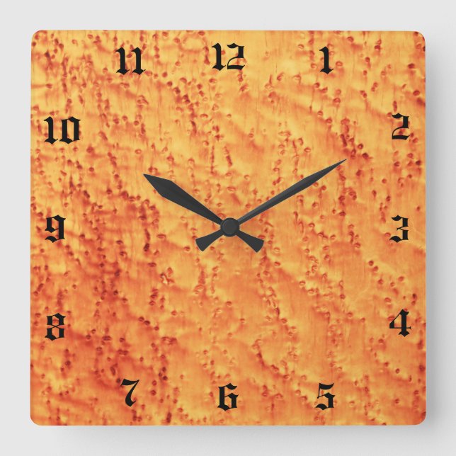 Horloge Carrée Motif imprimé de l'oeil d'Amber Bird's Maple Wood  (Recto)