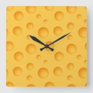 Horloge Carrée Motif jaune de fromage