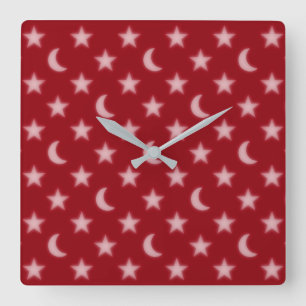 Horloge Carrée Motif Lunes et étoiles