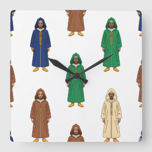 Horloge Carrée Motif Marocain Djellaba