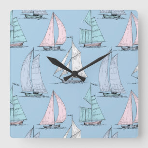 Horloge Carrée Motif mignon 1 de voilier