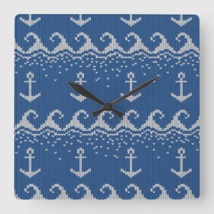 Horloge Carrée Motif nautique de Knit