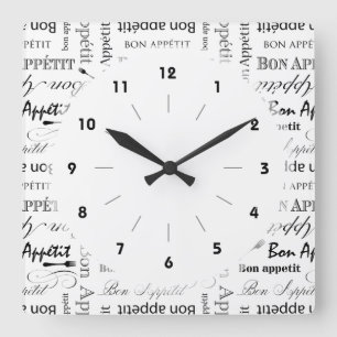 Horloge Carrée Motif noir et blanc classique d'Appetit de fève