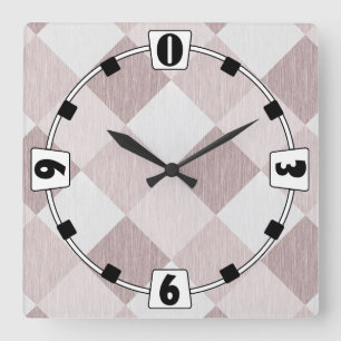 Horloge Carrée Motif Oblique de  géométrique beige et gris