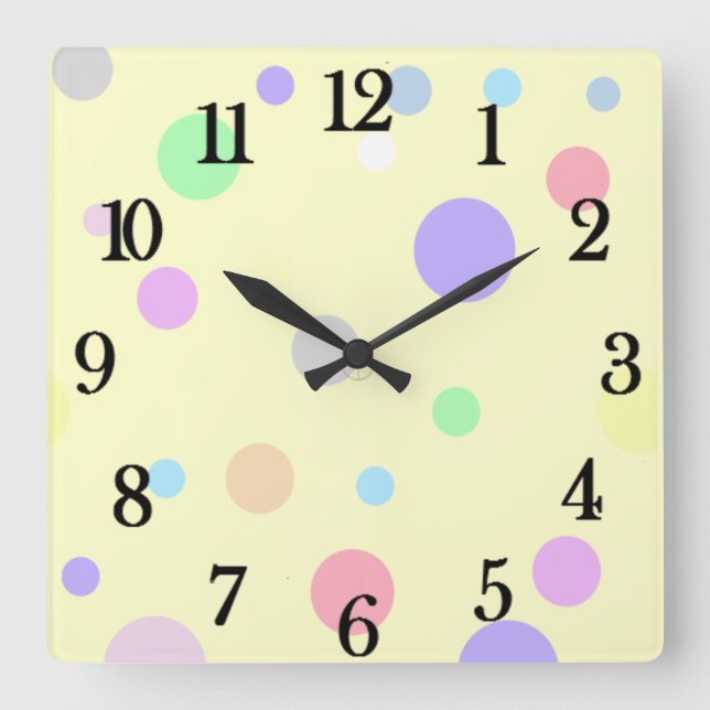 Horloge Carrée Motif Pastel à Points (Recto)