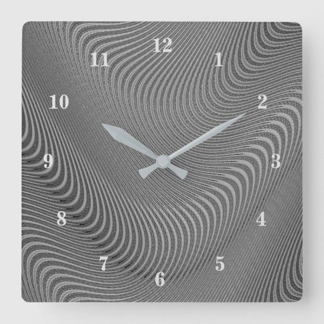 Horloge Carrée Motif rayé ondulé abstrait Lignes 3 (Recto)